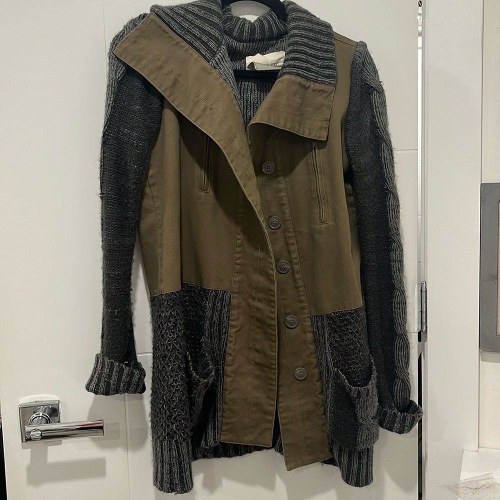 Thread & Supply Olive Green/Gray Sweater Cargo Jacket